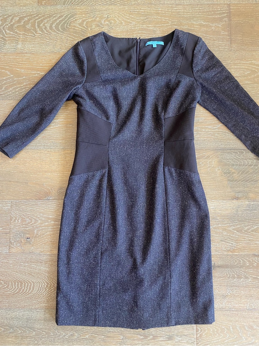 New Antonio Melani Brown Panel Tweed Fall Career Work Cocktail Paneled Dress 6
